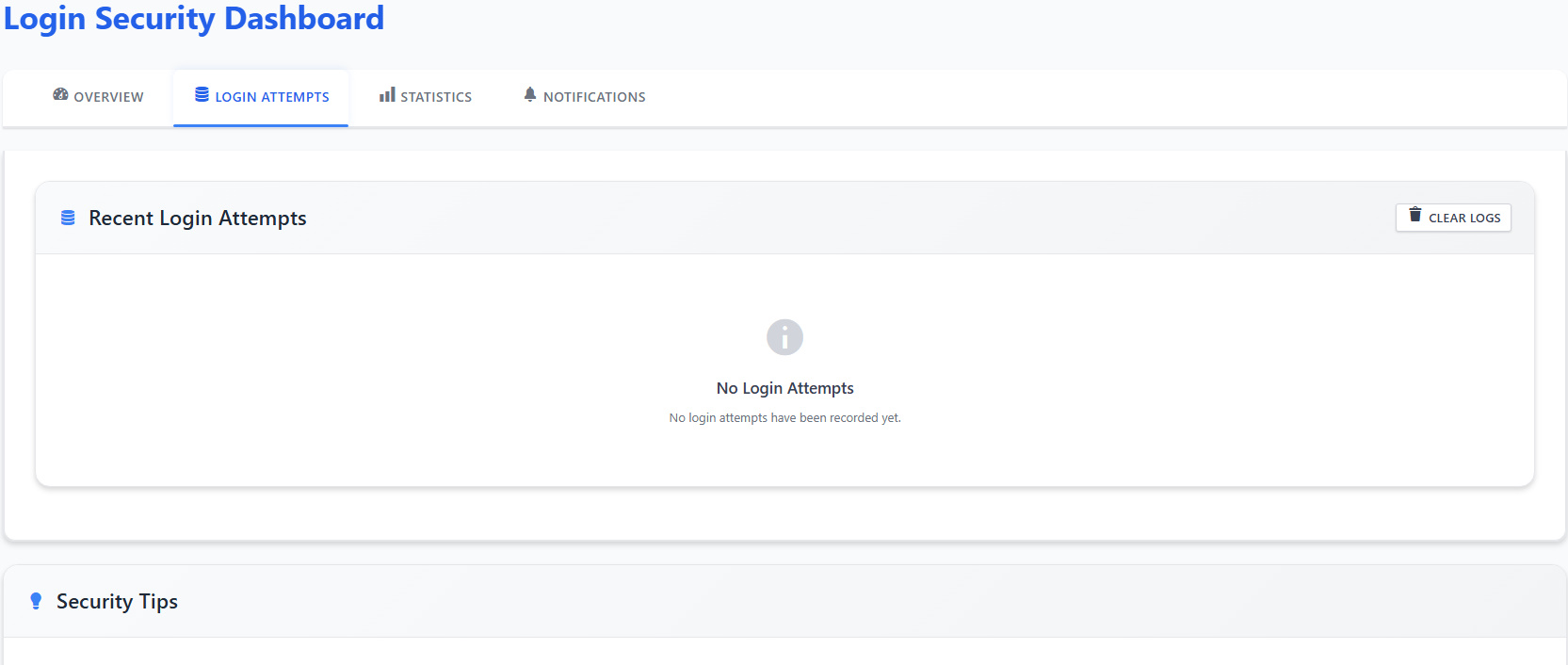 Security Settings Panel